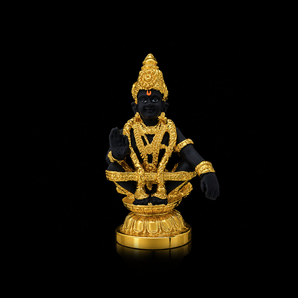 Black Gold Blessing Seated Ayyappa Resin Idol