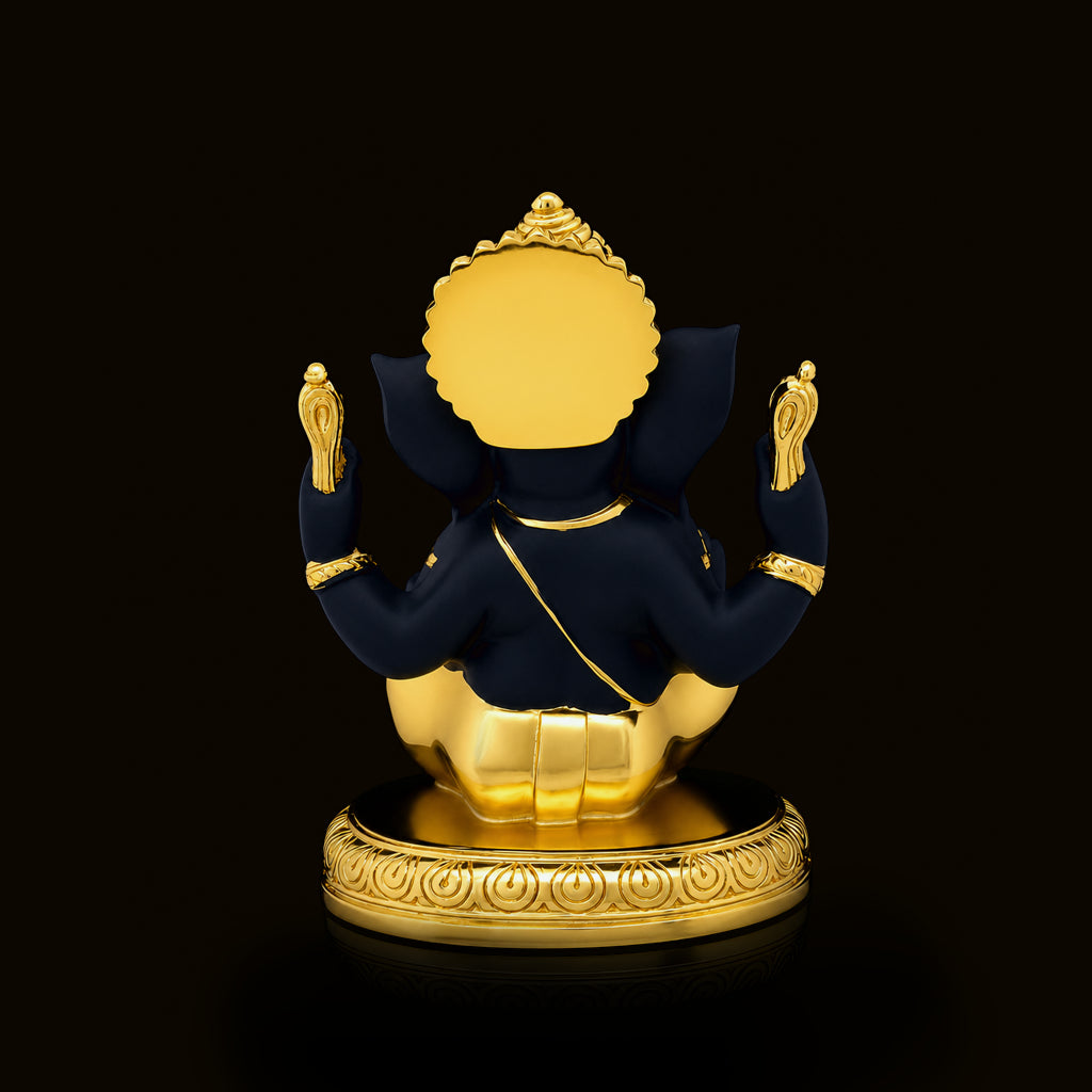 Black Gold Blessing Seated Ganesha Resin Idol