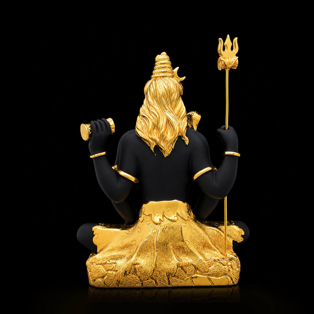 Black Gold Blessing Seated Shiva Resin Idol