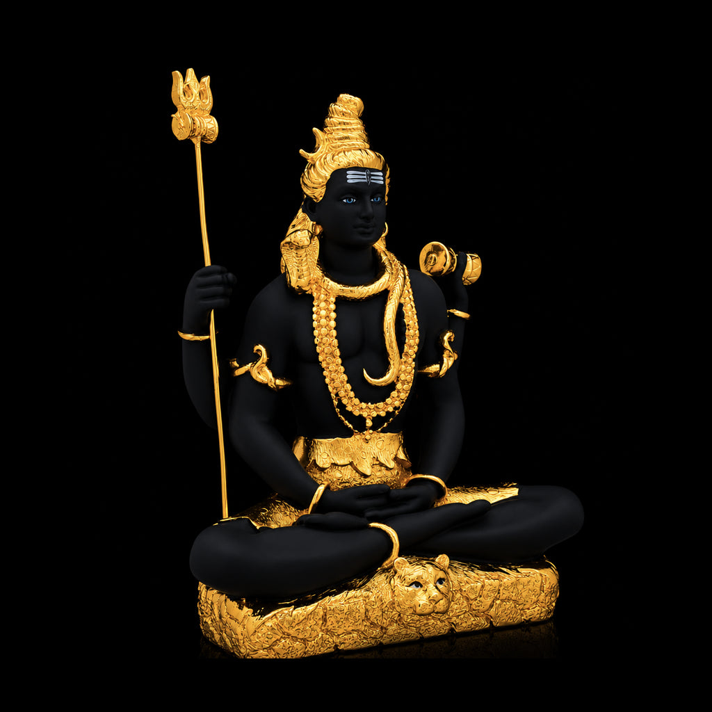 Black Gold Blessing Seated Shiva Resin Idol