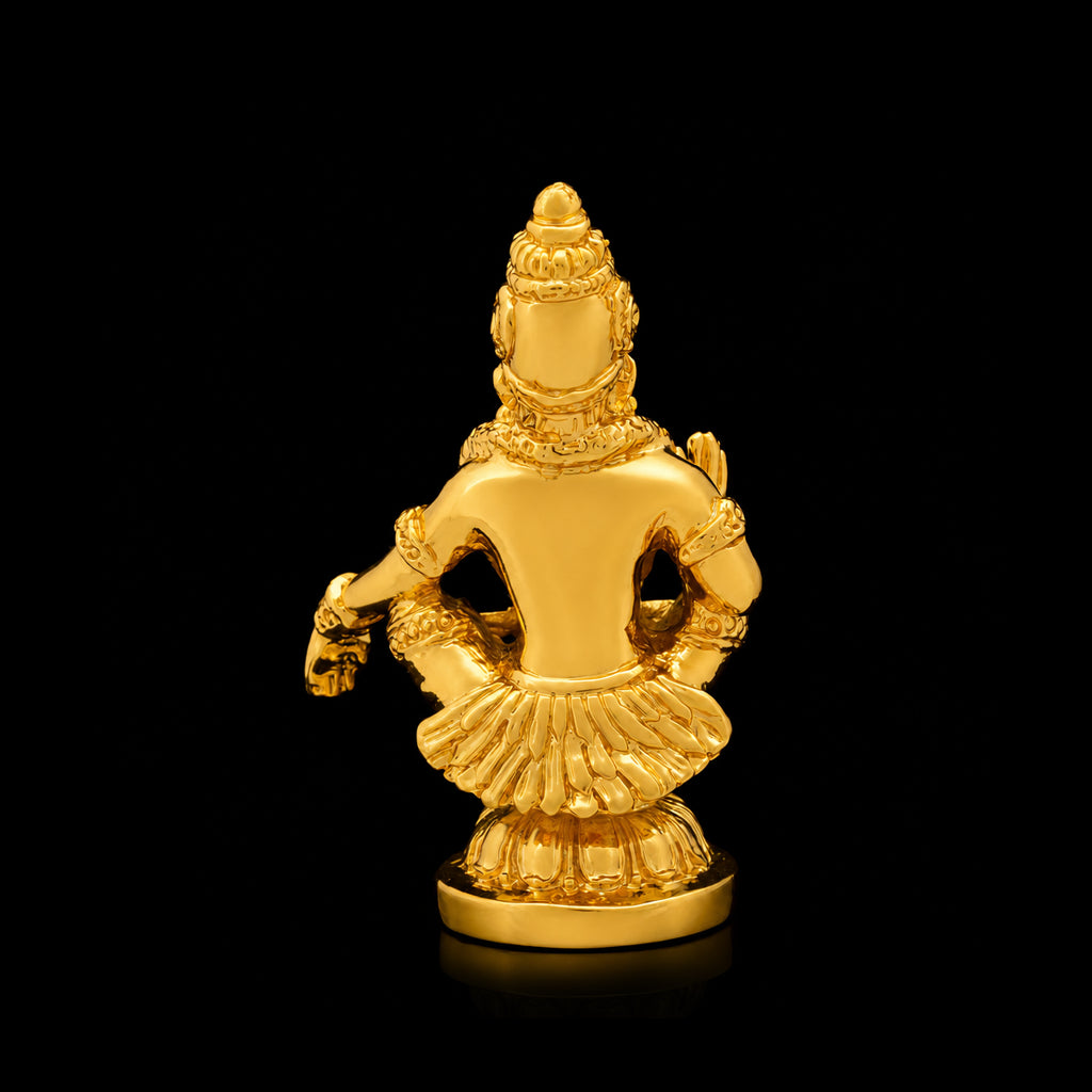 Blessing Seated Ayyappa Resin Idol Gold Layered