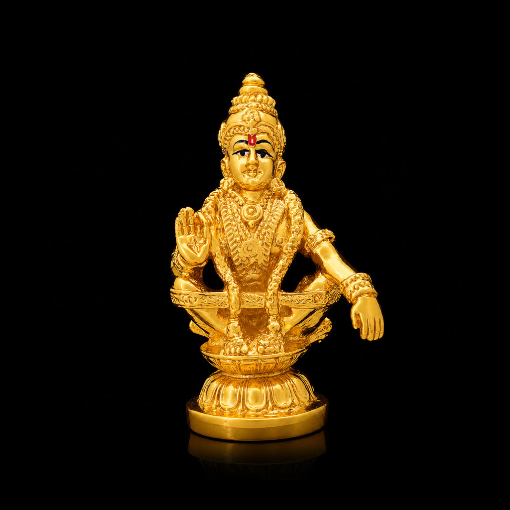 Blessing Seated Ayyappa Resin Idol Gold Layered