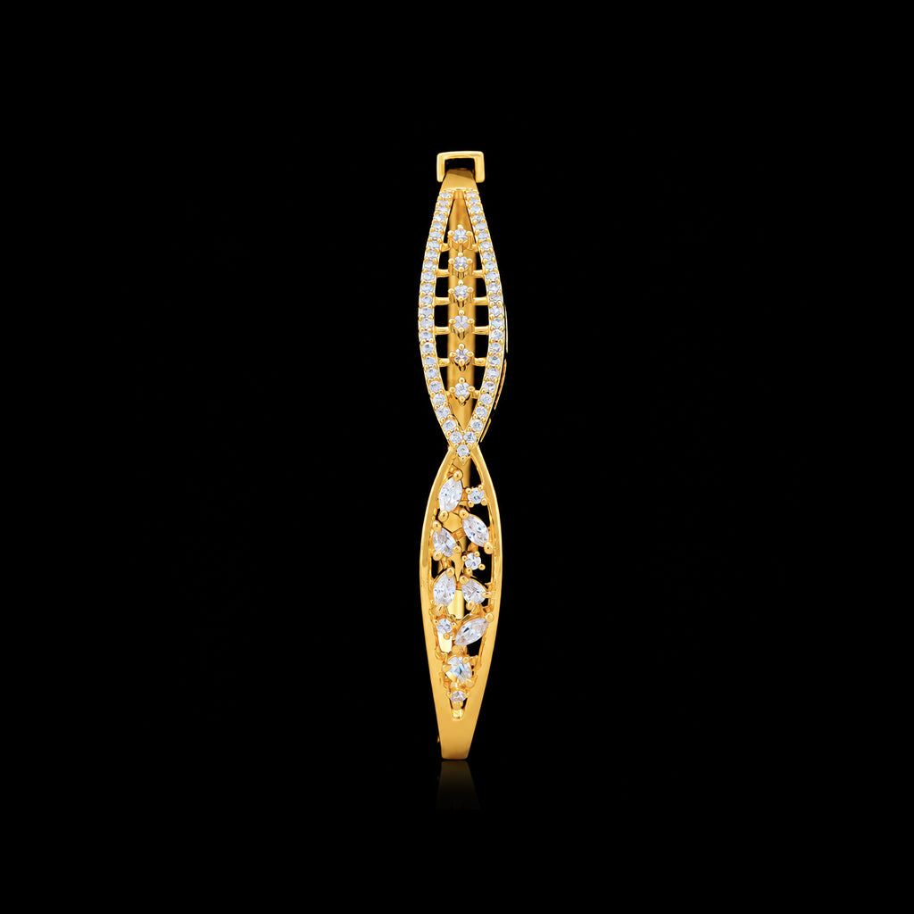 CZ Twist Marquise Leaf Stone Bracelet Gold Layered