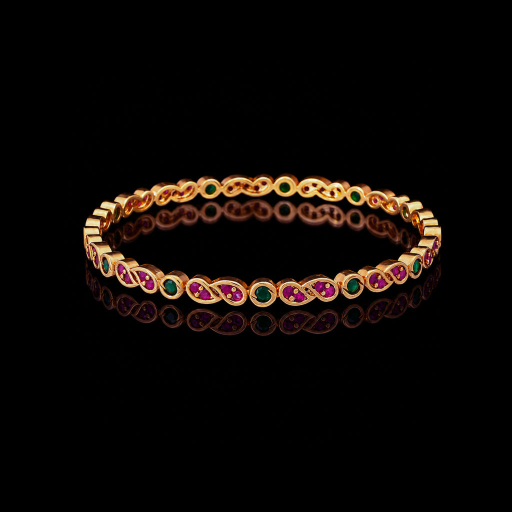 Paisley Infinity Twist Stone Bangle Gold Layered
