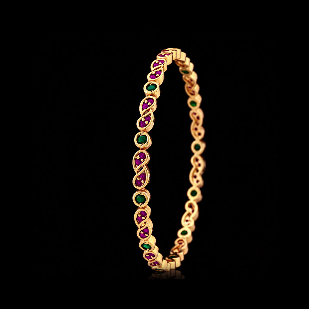 Paisley Infinity Twist Stone Bangle Gold Layered
