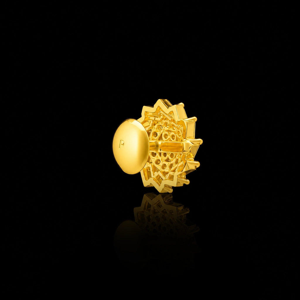 CZ Baguette Bloom Spiral Stud Gold Layered