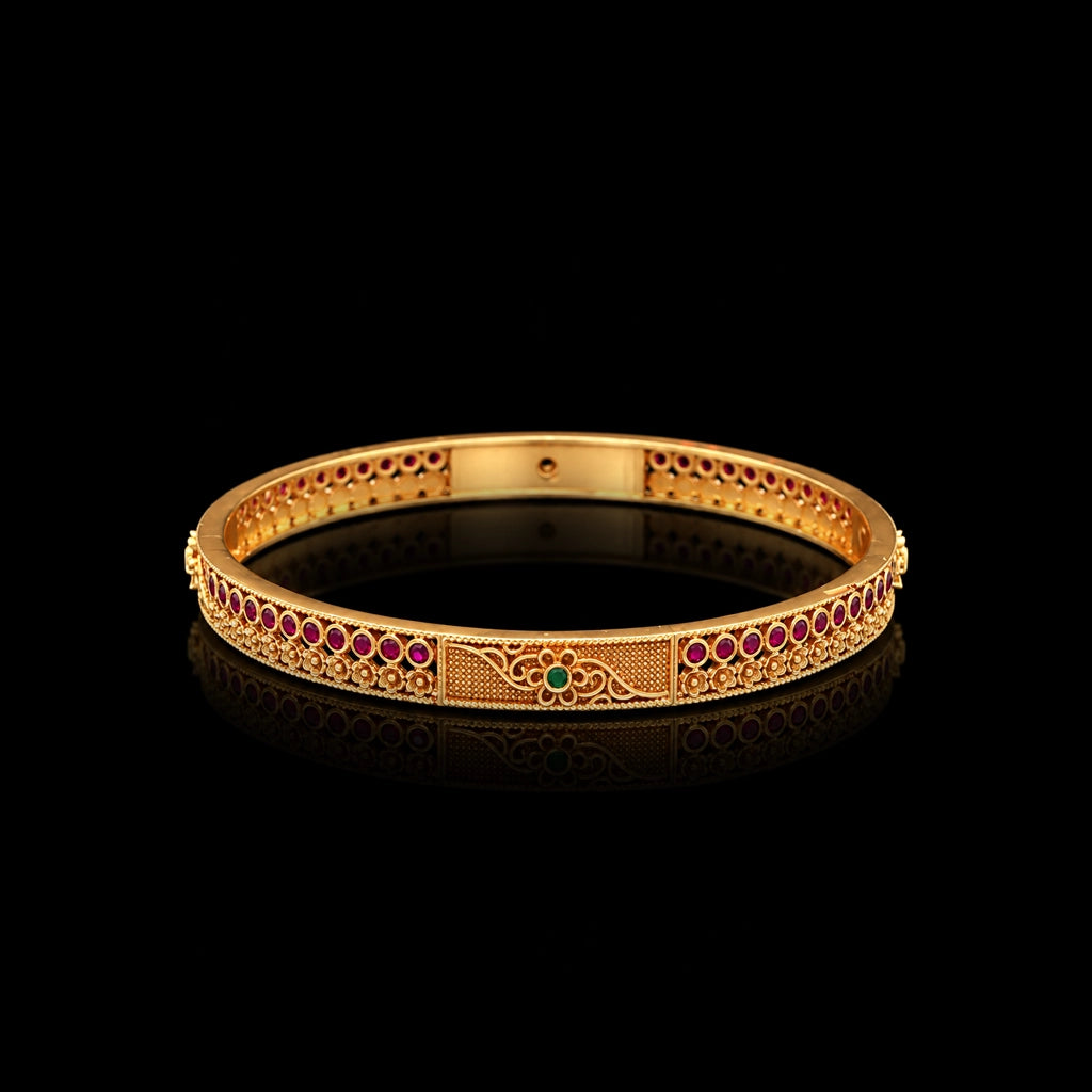 Filigree Floral Panel Stone Row Kada Antique Finish