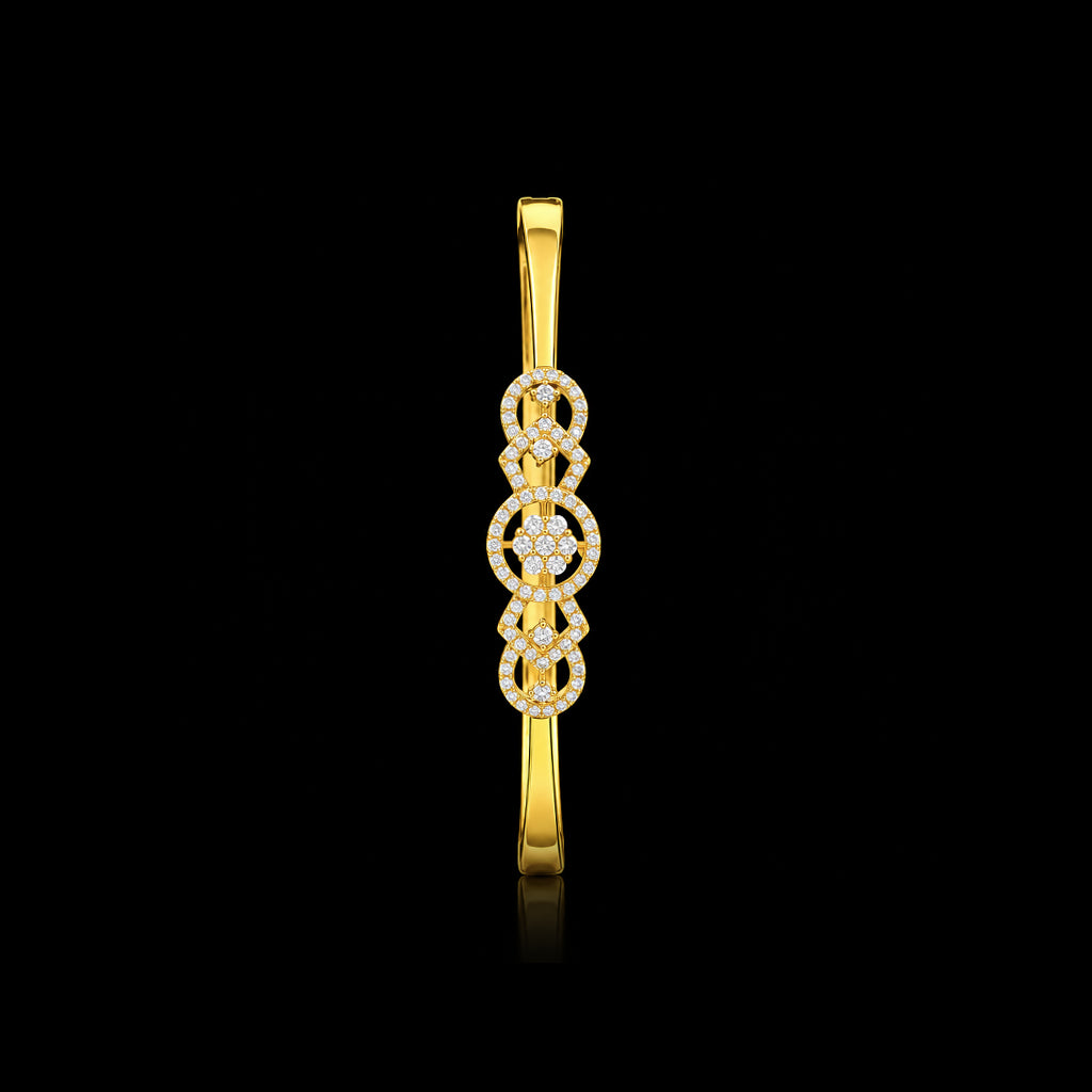 Premium CZ Circle Bloom Lattice Openable Bracelet Gold Layered