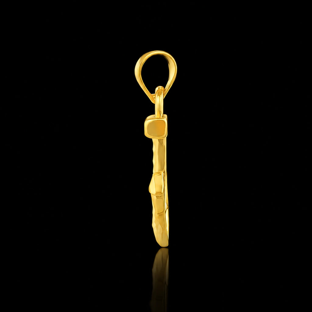 Gents Anchor Chevron Engraved Pendant Gold Layered