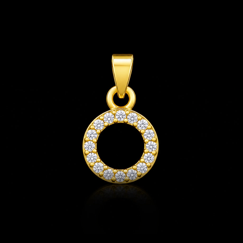 CZ Circle Pave Open Pendant Gold Layered