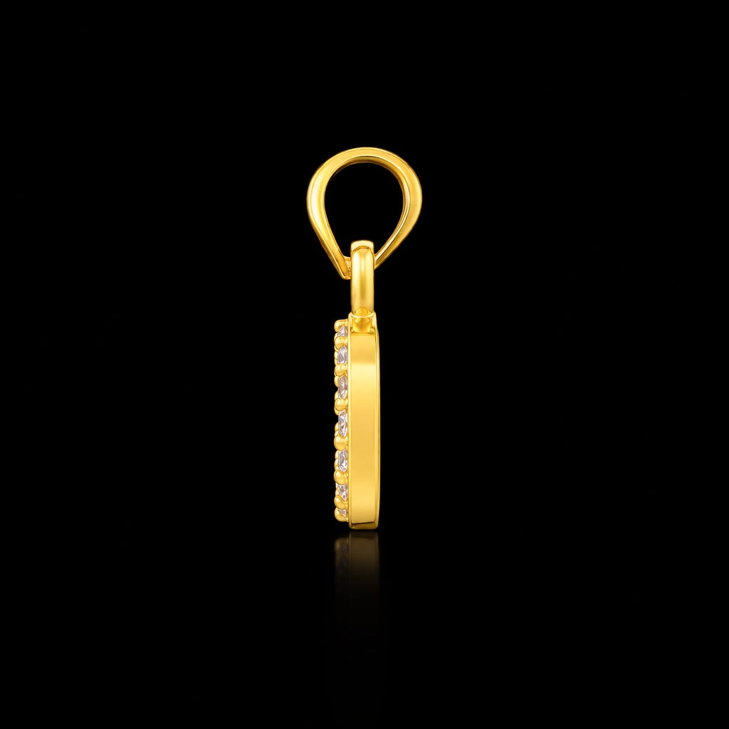 CZ Circle Pave Open Pendant Gold Layered