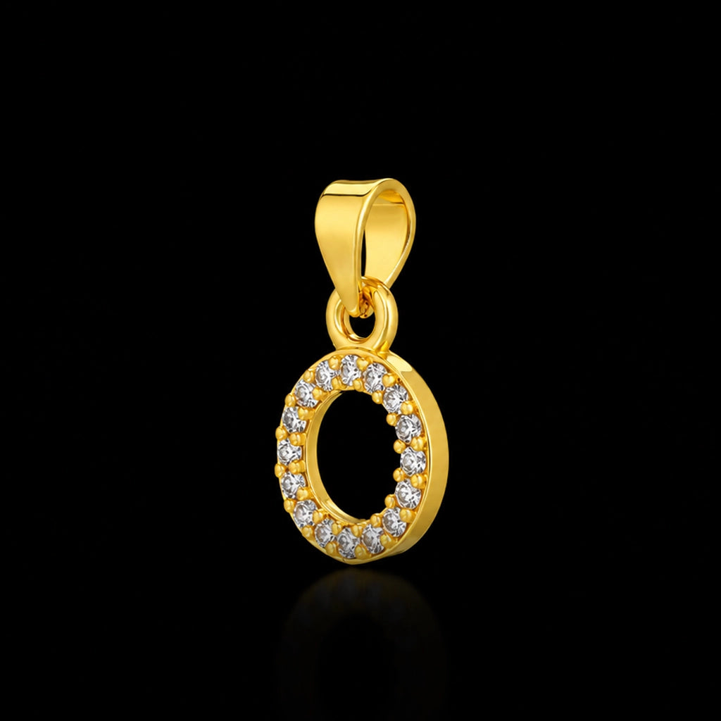 CZ Circle Pave Open Pendant Gold Layered