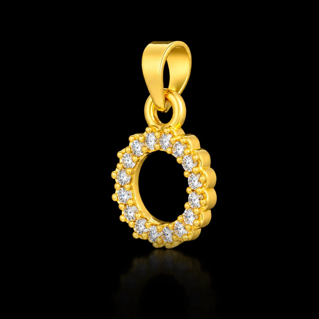 CZ Open Circle Halo Pendant Gold Layered