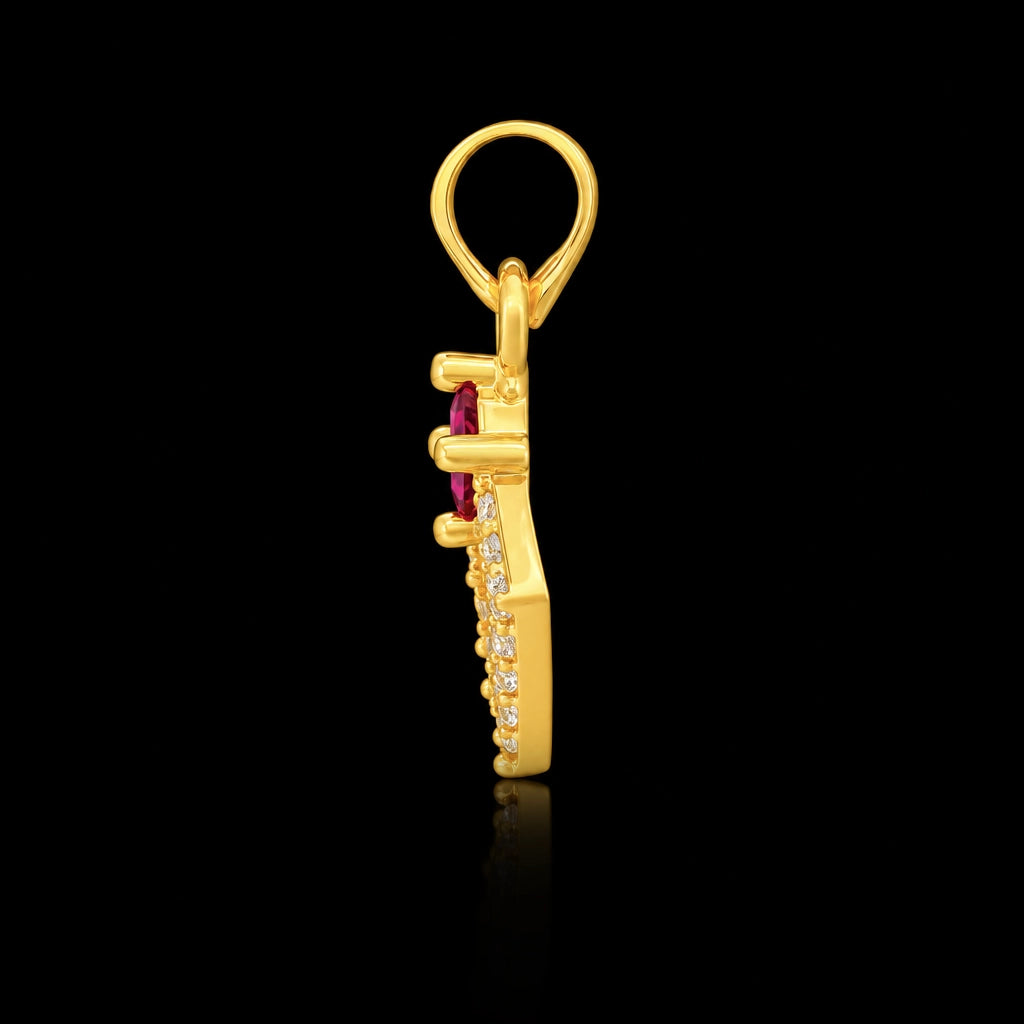 Premium Ruby Square Diamond Open Pendant Gold Layered