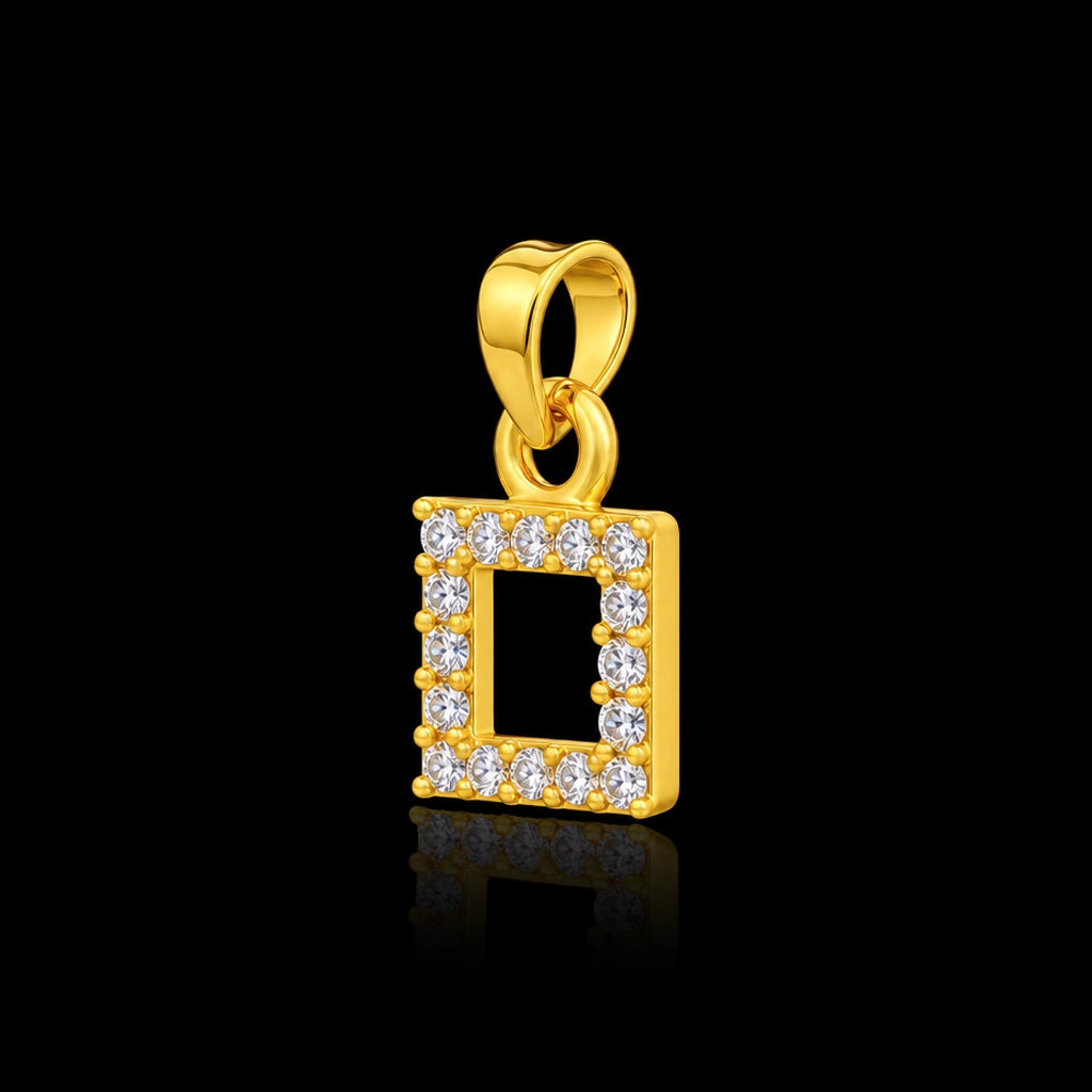 Premium CZ Open Square Frame Pendant Gold Layered