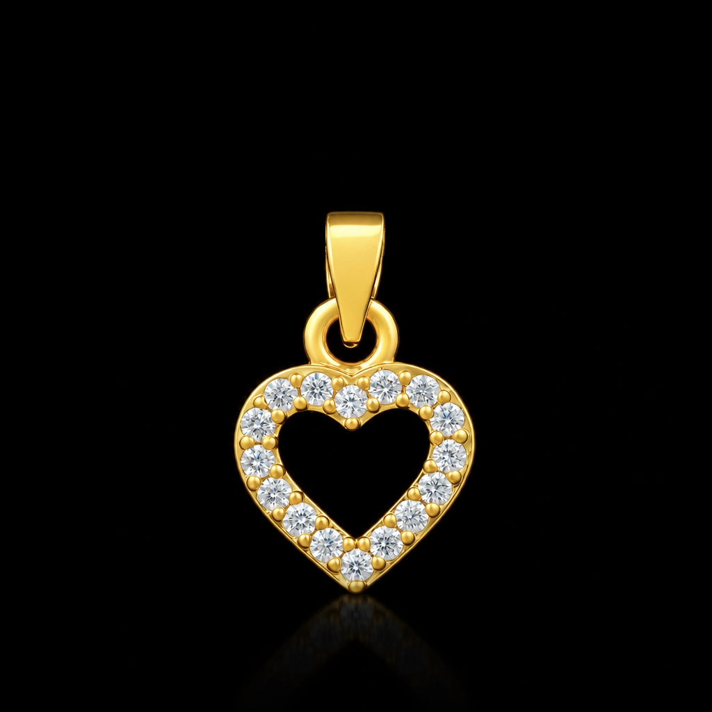 CZ Open Heart Outline Pendant Gold Layered