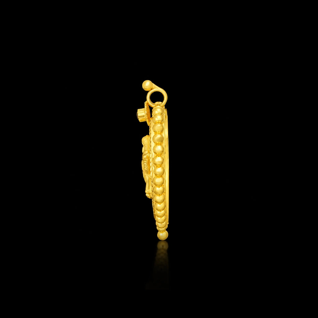 Ruby Dove Heart Bead Border Pendant Gold Layered