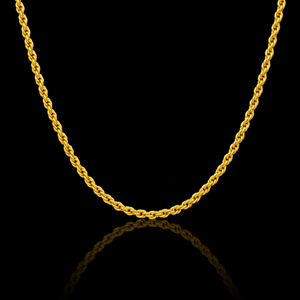 Gents Rope Twist Plain Chain Gold Layered
