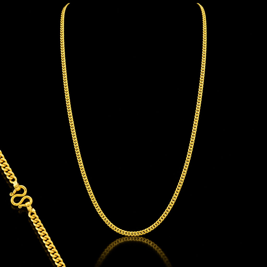Gents Curb Flat Plain Chain Gold Layered