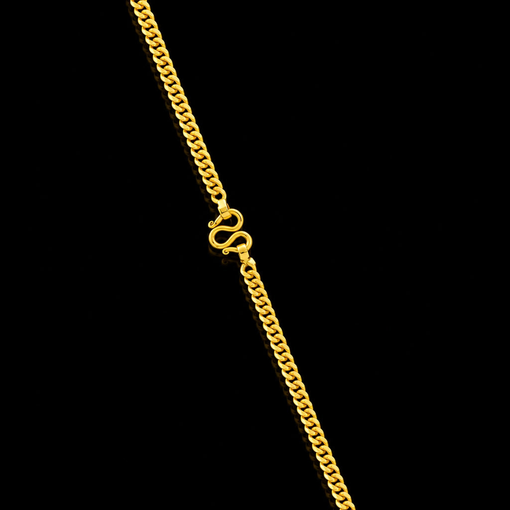 Gents Curb Flat Plain Chain Gold Layered