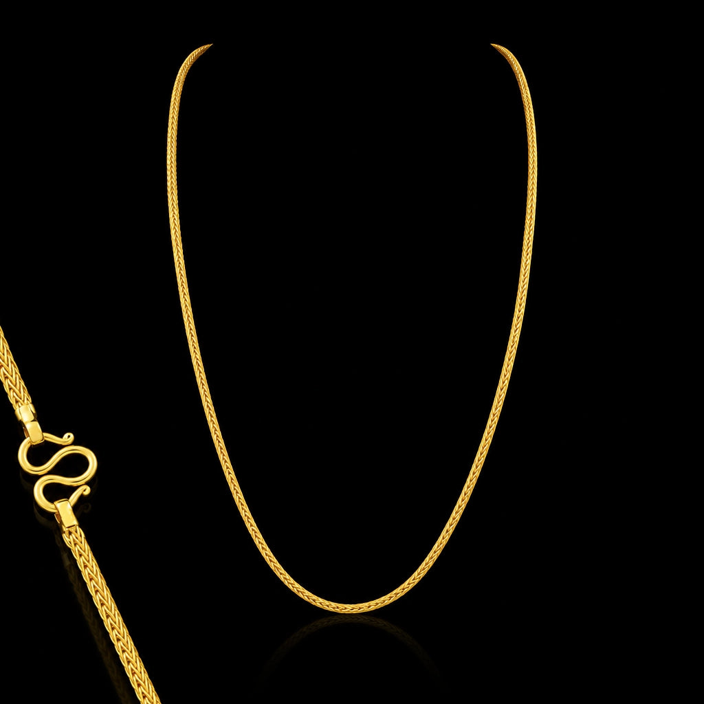 Gents Wheat Foxtail Plain Chain Gold Layered