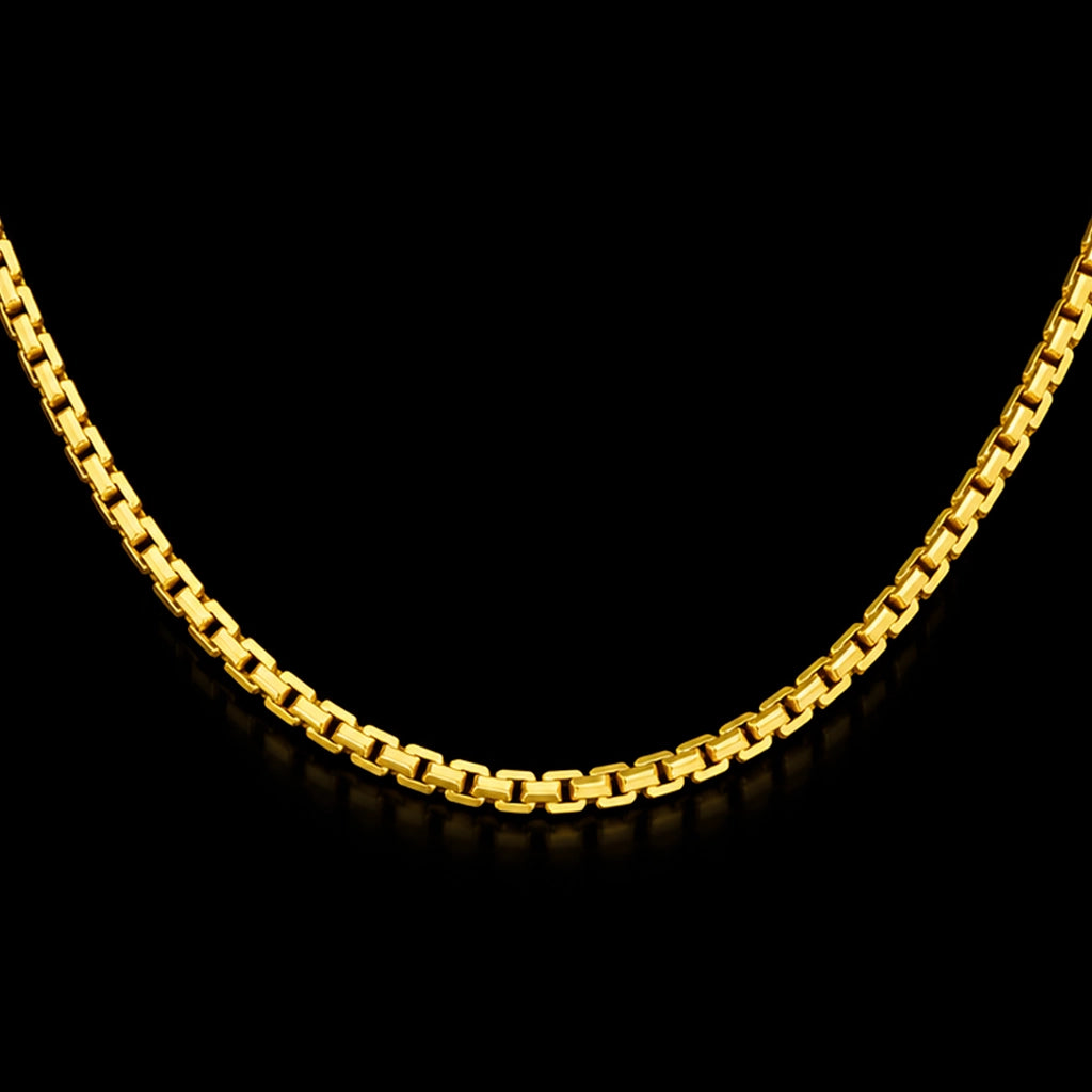 Gents Box Link Plain Chain Gold Layered