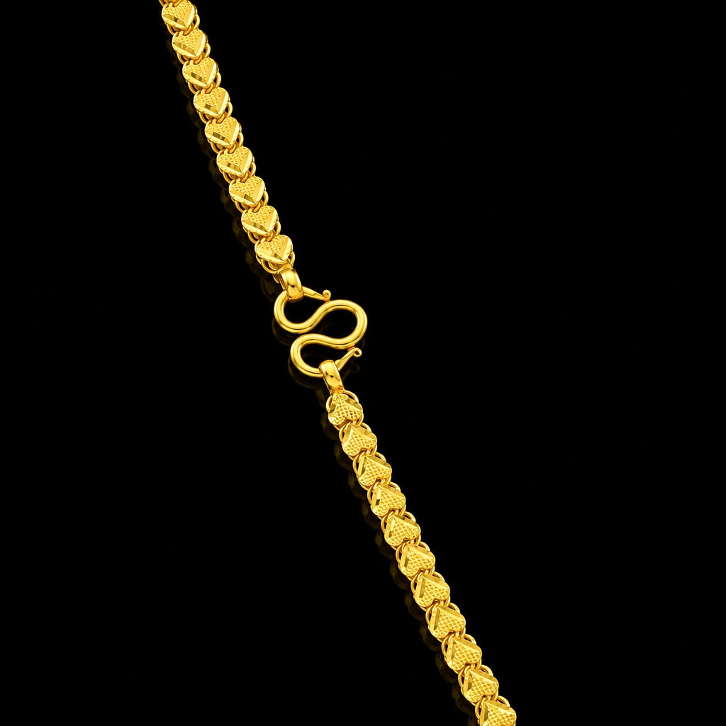 Heart Link Fancy Plain Chain Gold Layered