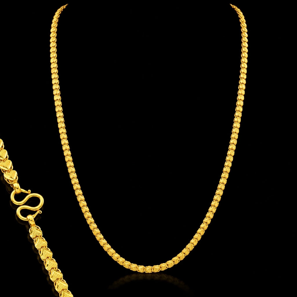 Heart Link Fancy Plain Chain Gold Layered