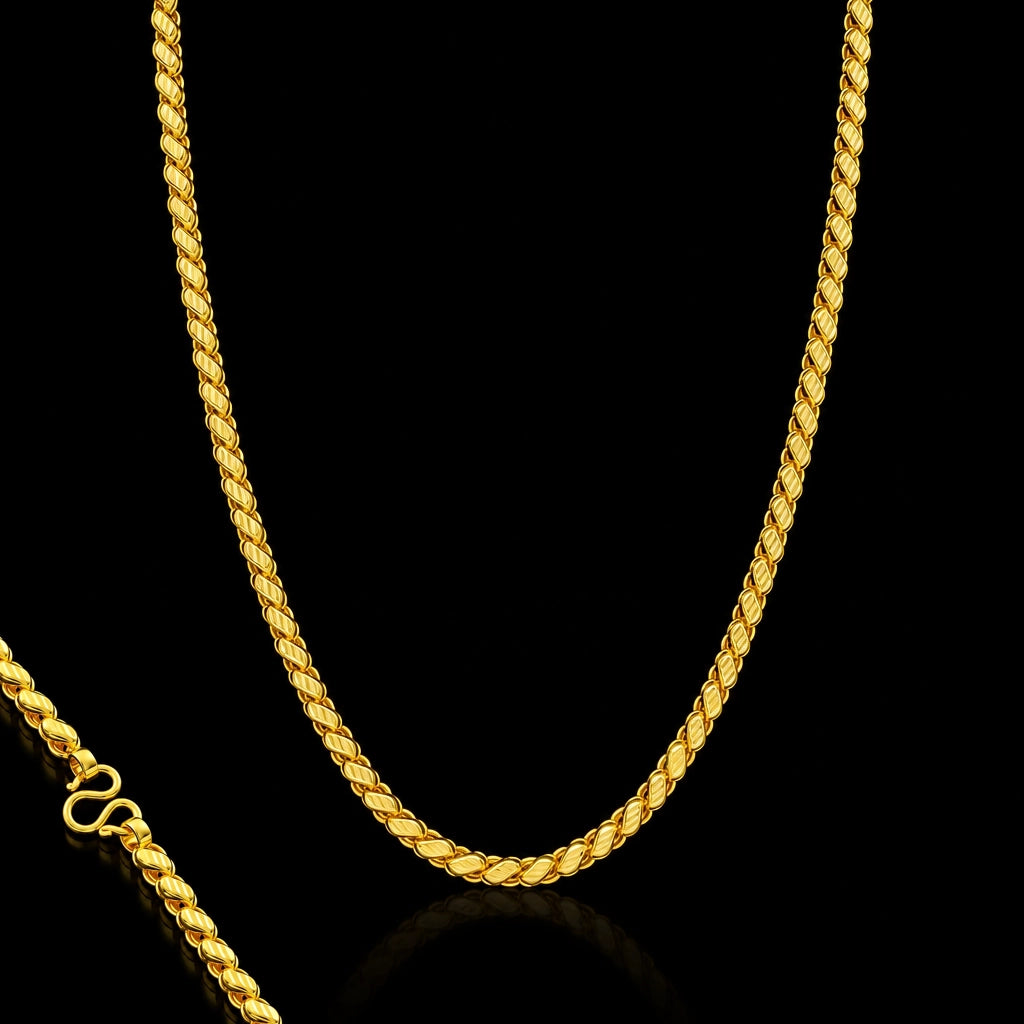 Fancy Twist Oval Link Plain Chain Gold Layered