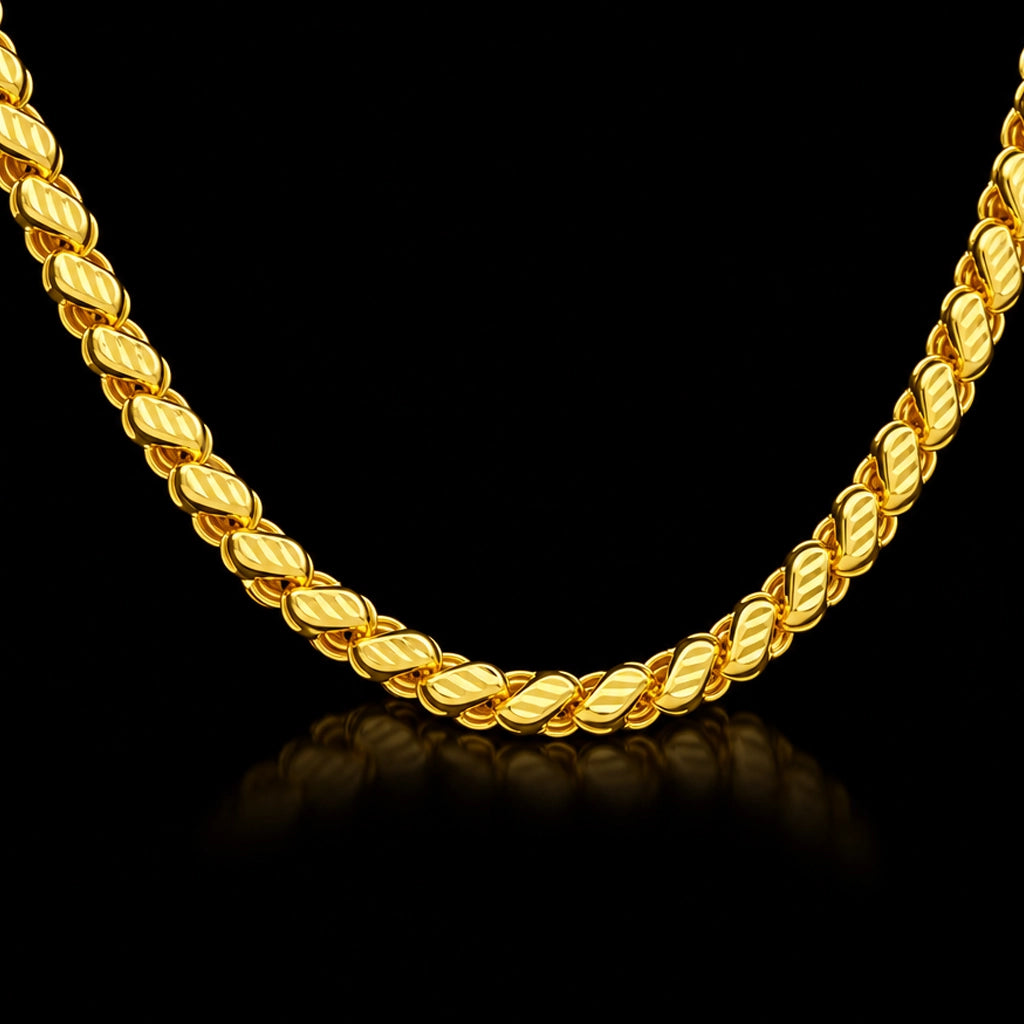 Fancy Twist Oval Link Plain Chain Gold Layered