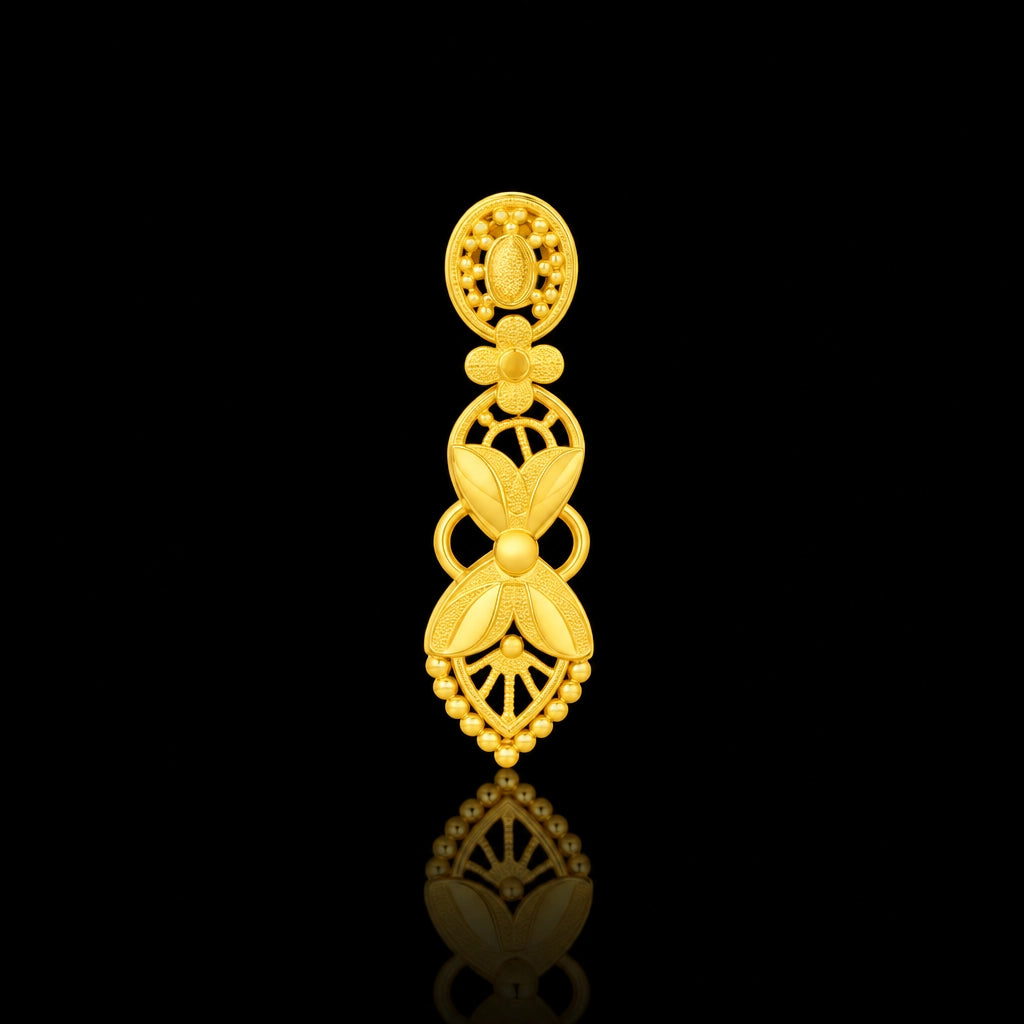 Filigree Leaf Fringe Pendant Necklace Set Short Gold Layered