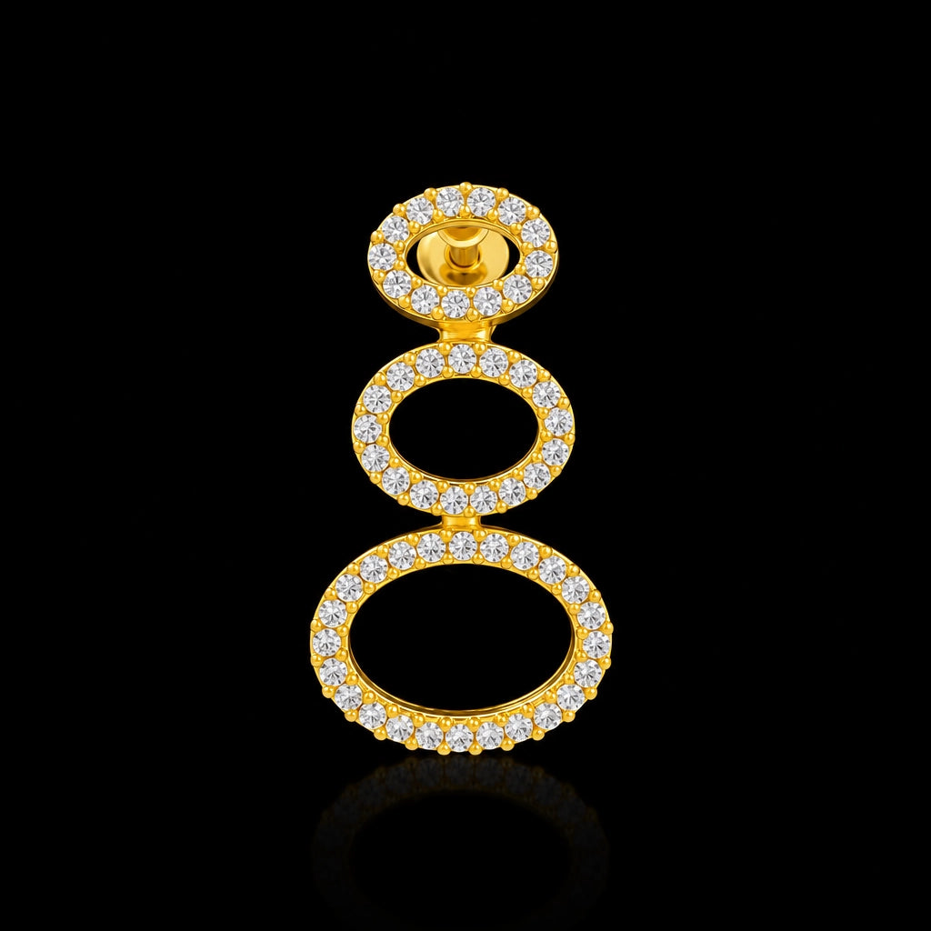 CZ Oval Link Graduated Necklace Set Short Gold Layered