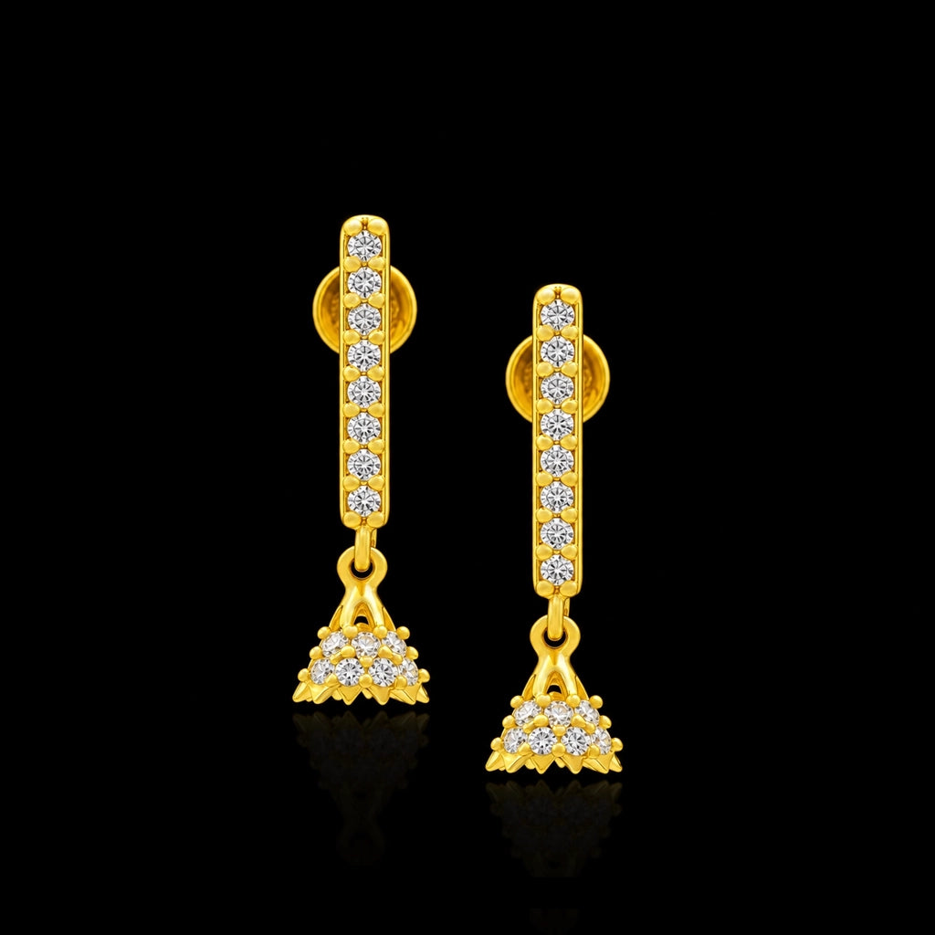 CZ Bar Jimikka Drop Hanging Stud Gold Layered