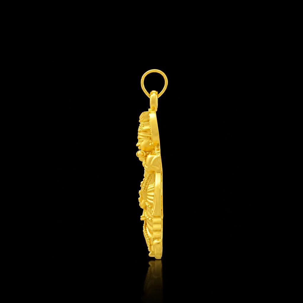 Krishna Flute Standing Stone Pendant Gold Layered
