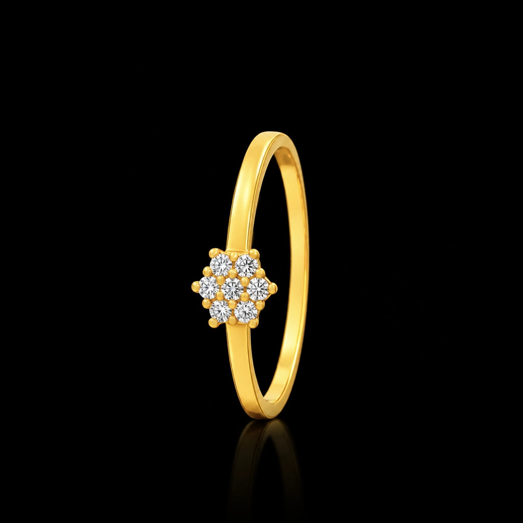 CZ Floret Cluster Fine Ring Rhodium Finish
