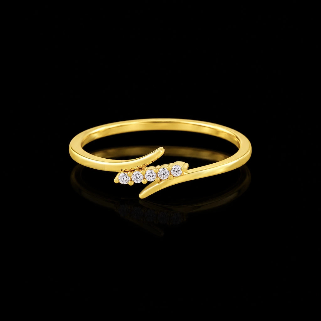 CZ Twin Tine Row Fine Ring Gold Layered