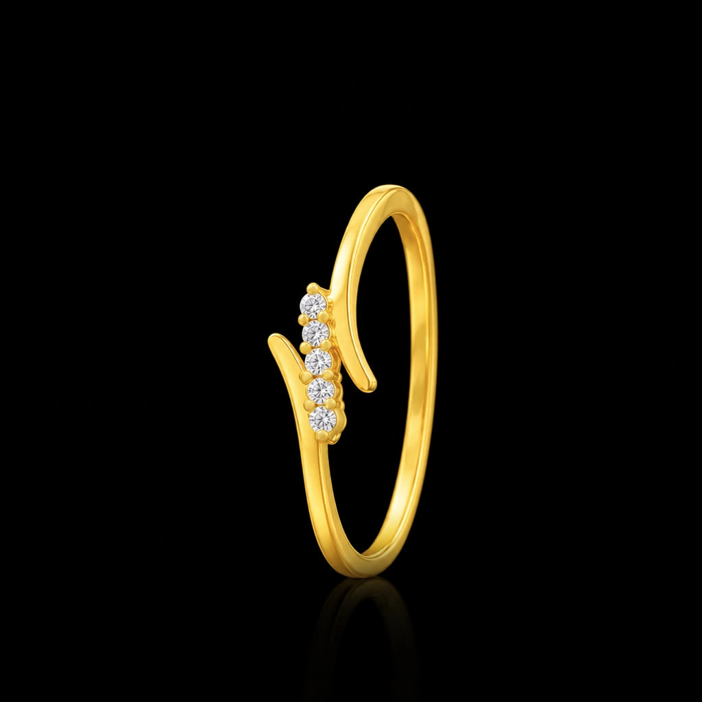 CZ Twin Tine Row Fine Ring Gold Layered