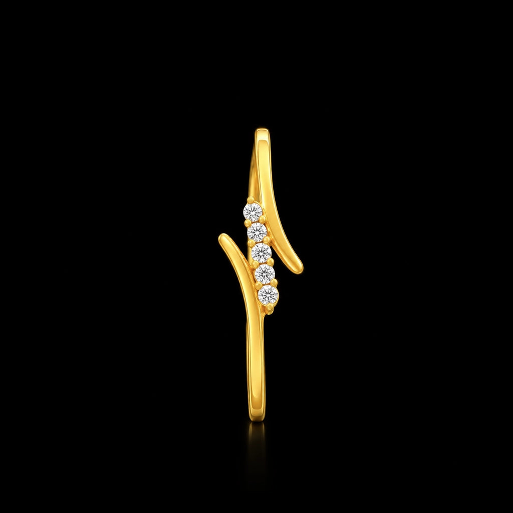 CZ Twin Tine Row Fine Ring Gold Layered