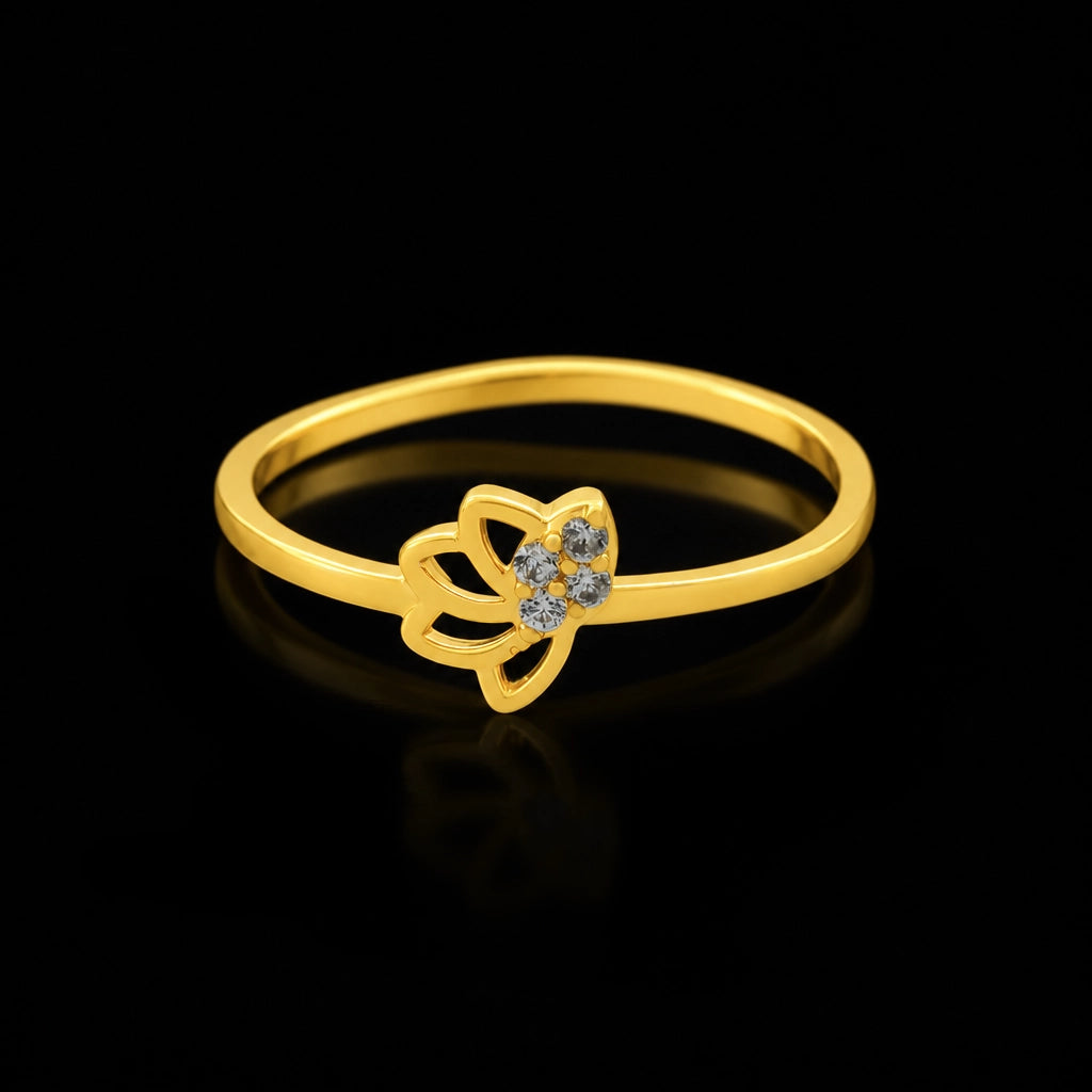 CZ Open Lotus Pave Stone Ring Gold Layered