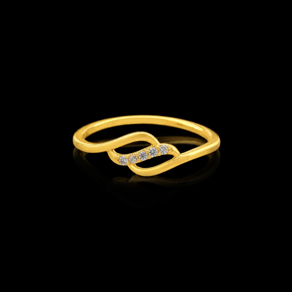 CZ Twin Leaf Wrap Stone Ring Gold Layered