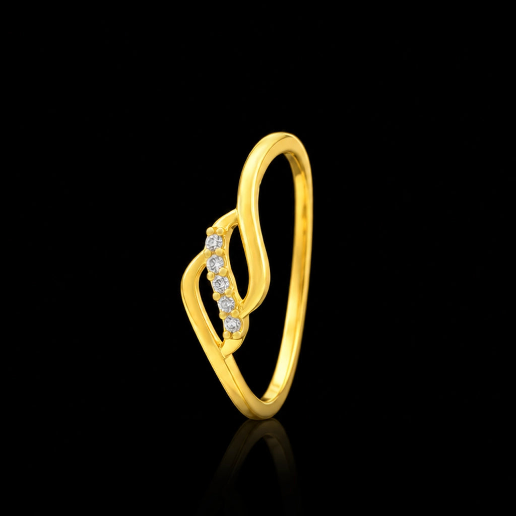 CZ Twin Leaf Wrap Stone Ring Gold Layered