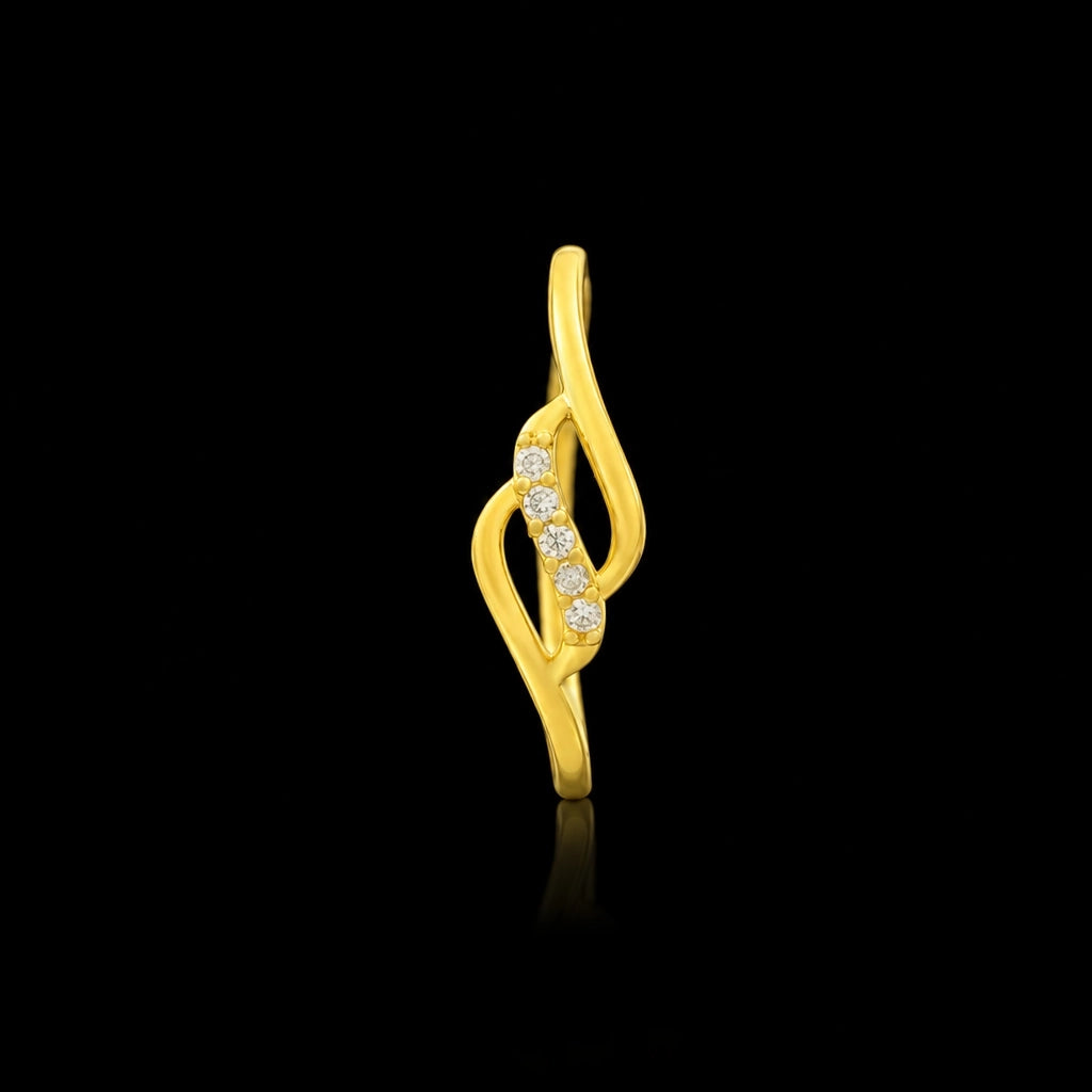 CZ Twin Leaf Wrap Stone Ring Gold Layered