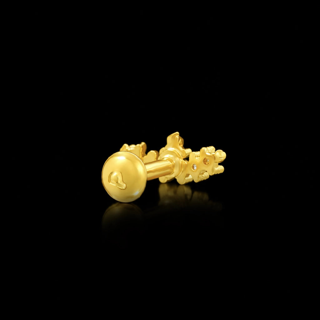 CZ Scatter Bar Stud Earring Gold Layered