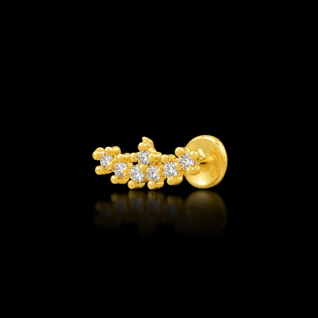 CZ Scatter Bar Stud Earring Gold Layered