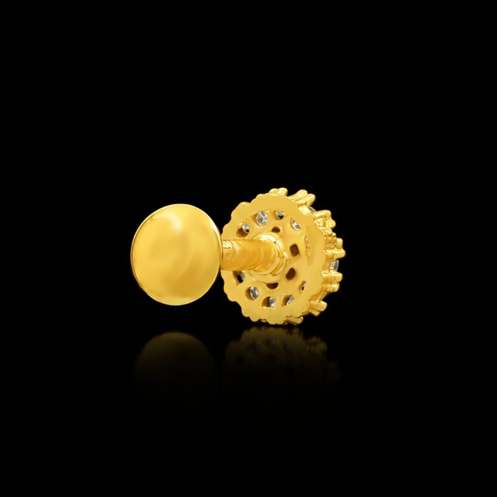 CZ Pave Dome Cluster Stud Gold Layered