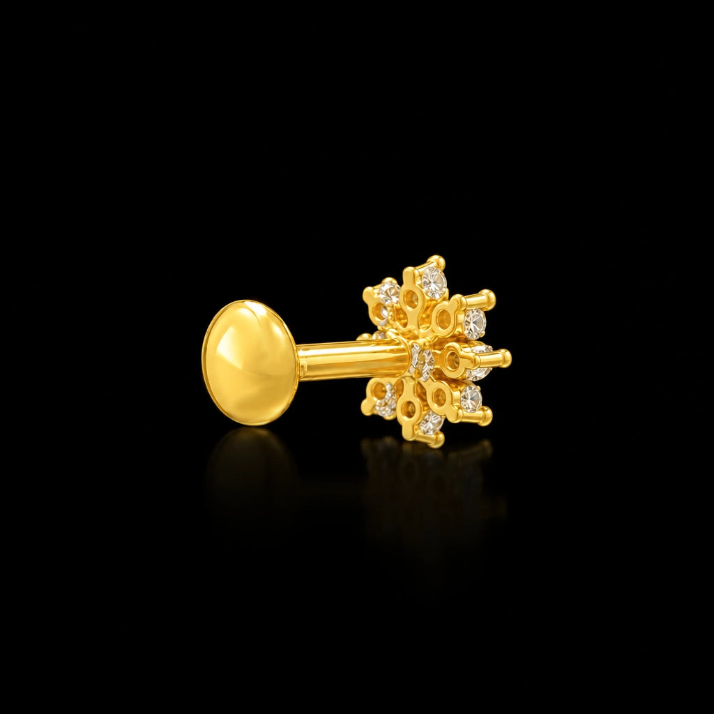 CZ Floret Cluster Round Stud Gold Layered