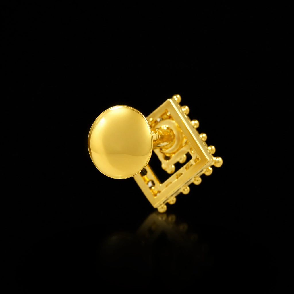 CZ Diamond Chevron Pave Stud Gold Layered