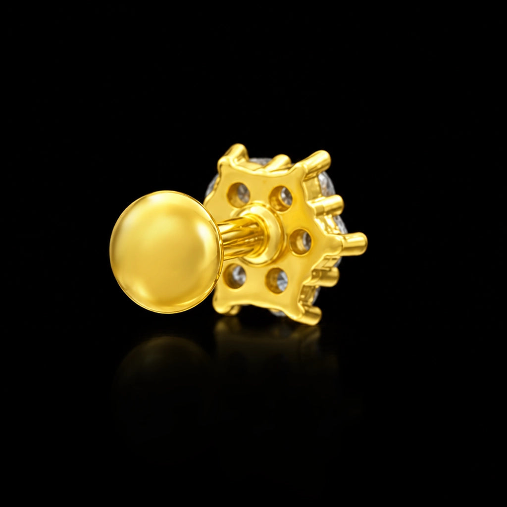 CZ Floret Cluster Stud Gold Layered