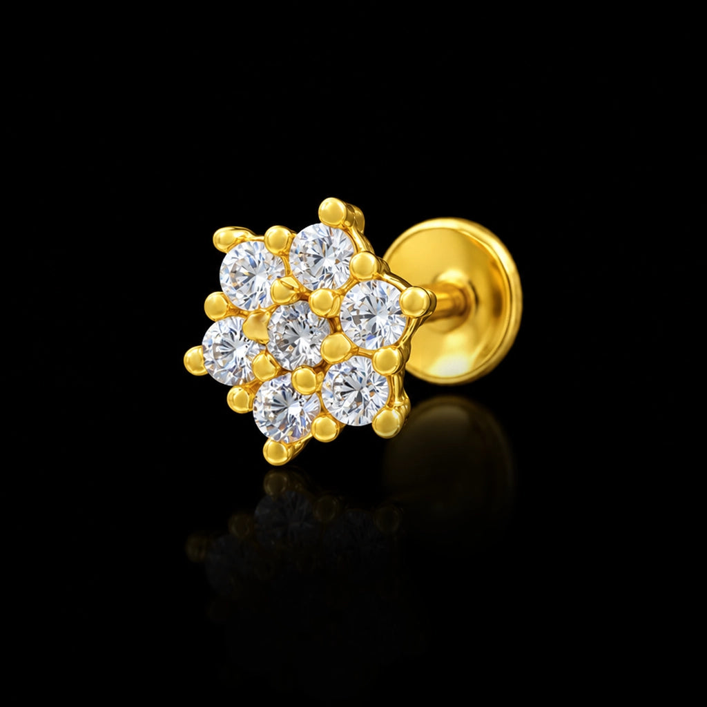 CZ Floret Cluster Stud Gold Layered