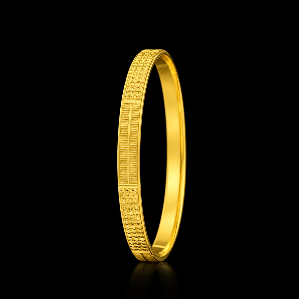 Flat Engraved Women's Bangle Gold Layered